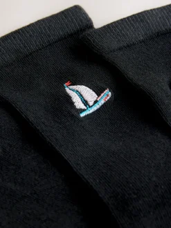 Imprimé pêcheur nautique - Chaussettes à motif brodé 4 Pack