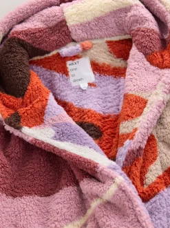 Imprimé scène abstraite Orange - Robe de chambre en peluche en borg