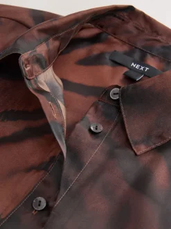 Imprimé zèbre marron chocolat - Chemise transparente à manches longues