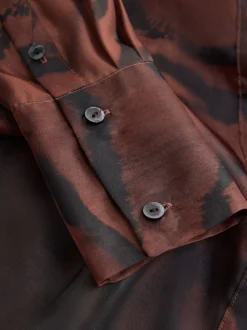 Imprimé zèbre marron chocolat - Chemise transparente à manches longues