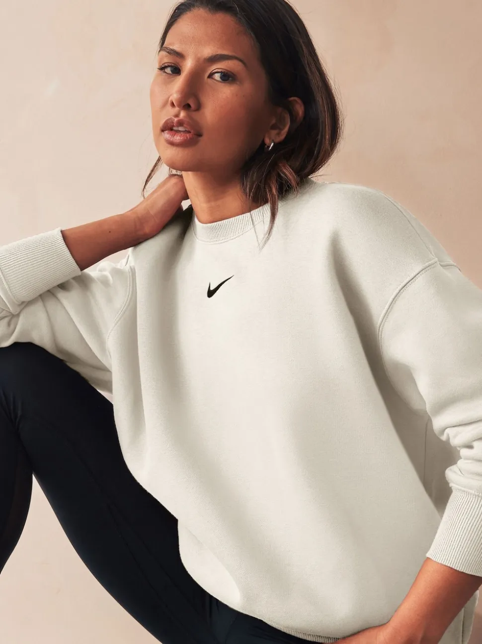 ivoire - Sweat-shirt Nike en polaire oversize à col rond
