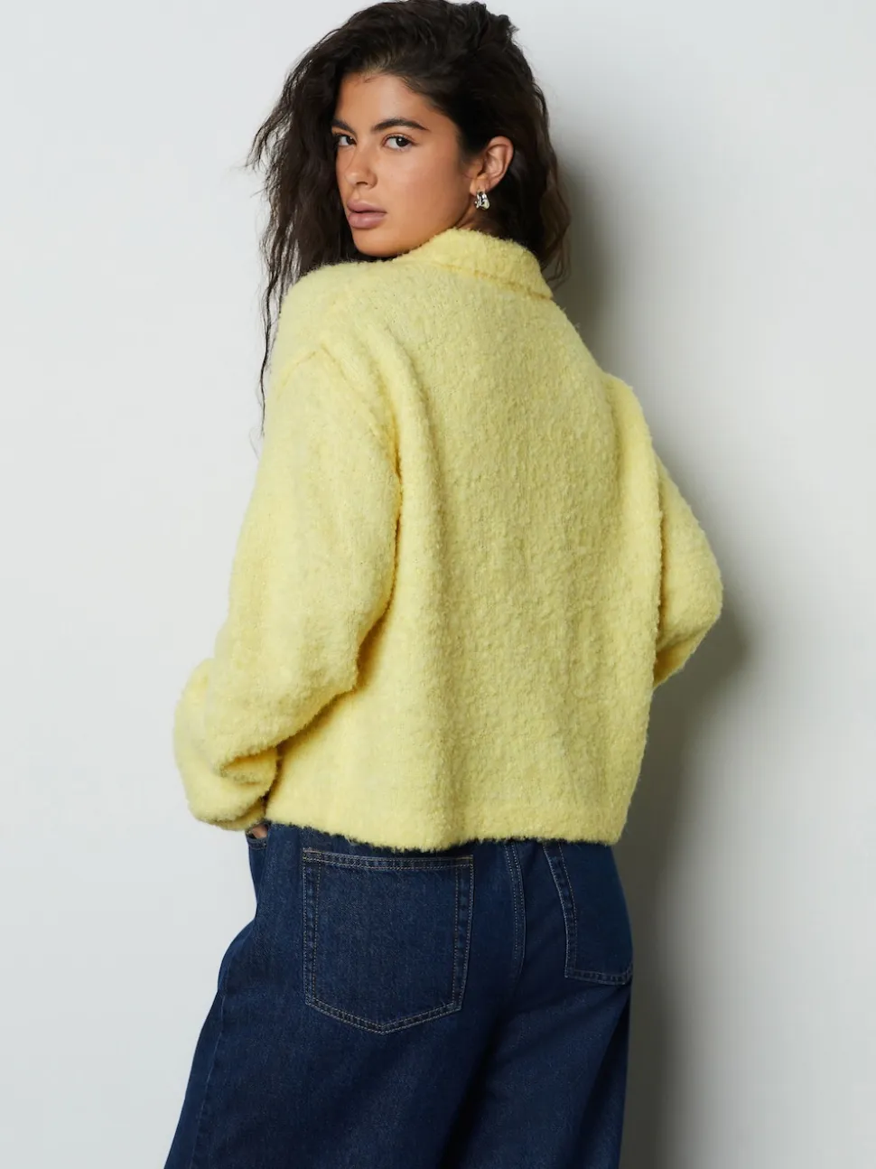 Jaune - Pull polo à manches longues Boucle