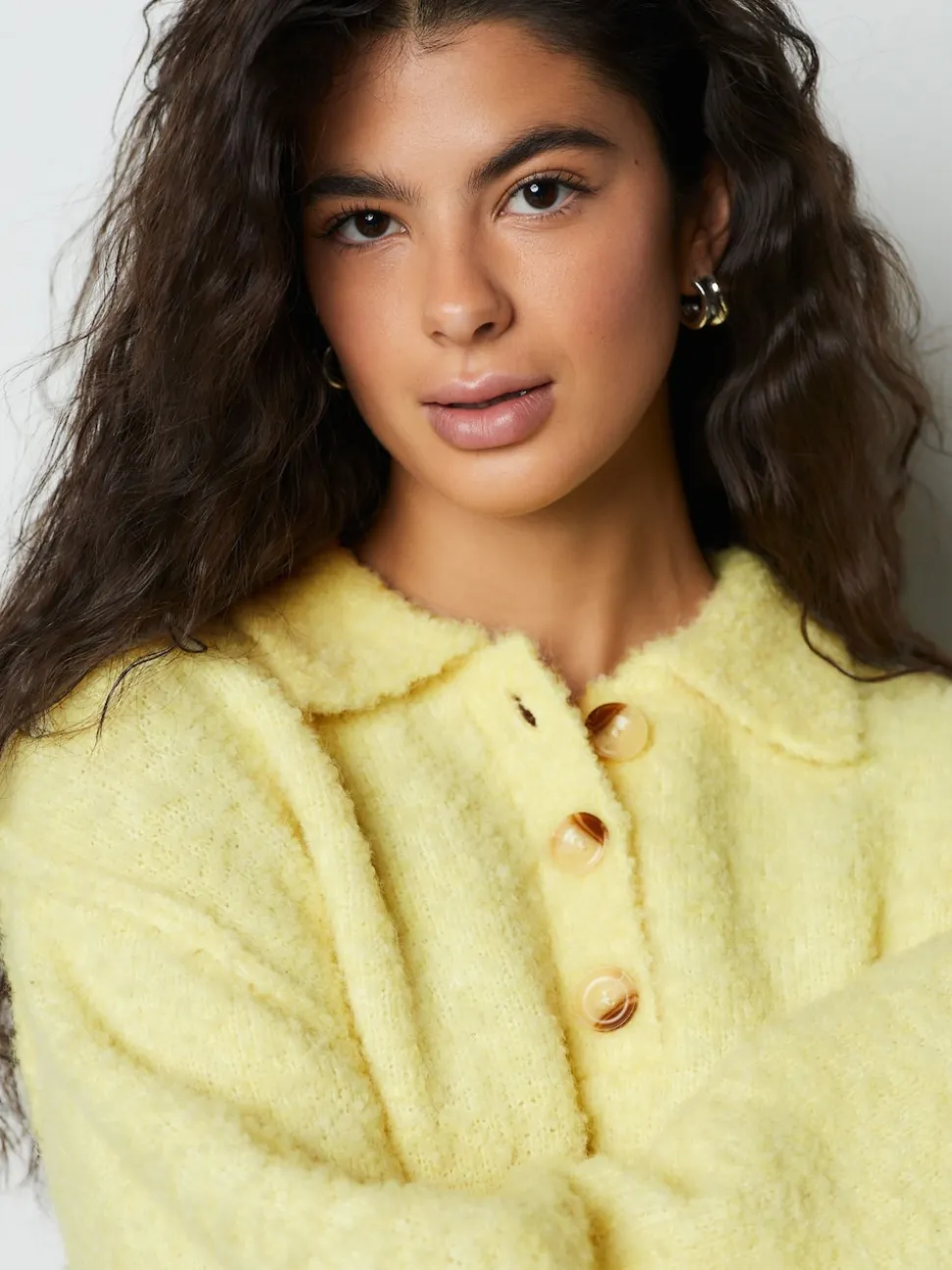 Jaune - Pull polo à manches longues Boucle