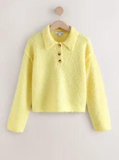 Jaune - Pull polo à manches longues Boucle