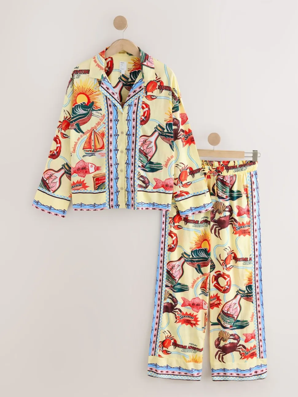 Jaune - Pyjamas boutonnés en Blend viscose/Lin