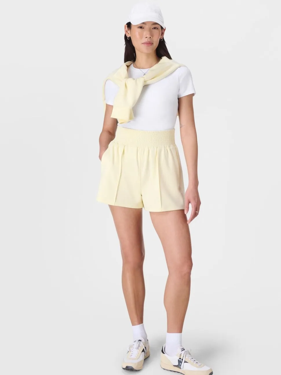 Jaune - Short CloudWeight Betty en sueur délavé au sable