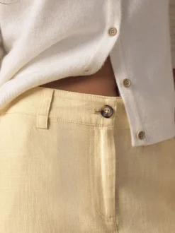 Jaune citron - Pantalons intelligents à jambe large en lin Blend