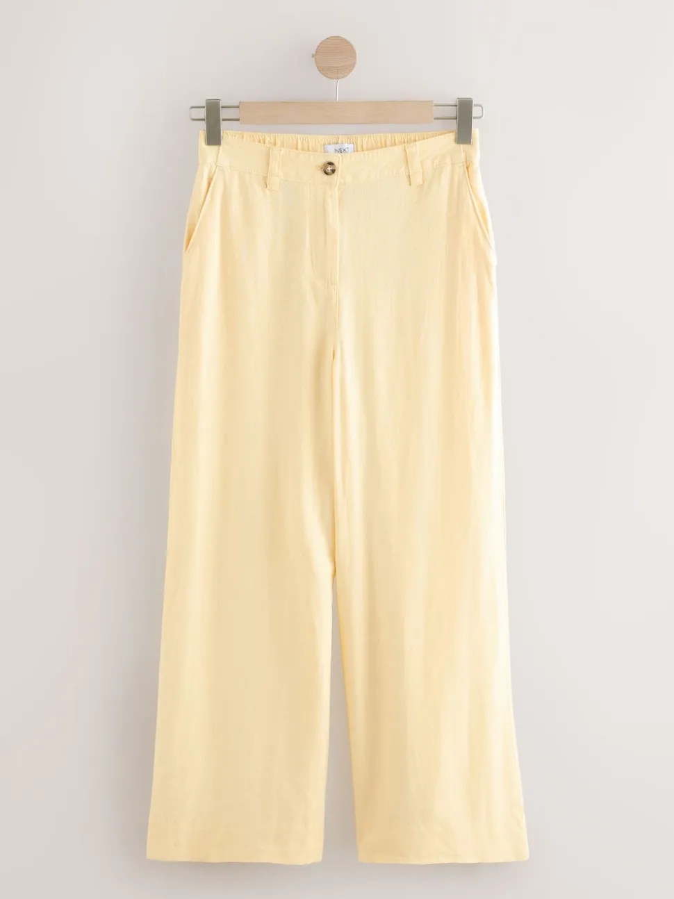 Jaune citron - Pantalons intelligents à jambe large en lin Blend