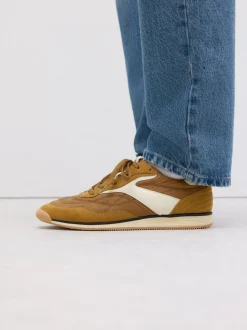 jaune ocre - Baskets à lacets avec empiècement