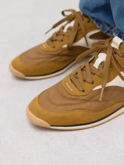 jaune ocre - Baskets à lacets avec empiècement