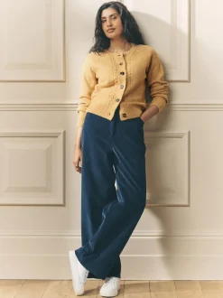 jaune ocre - Cardigan Laura Ashley en maille torsadée