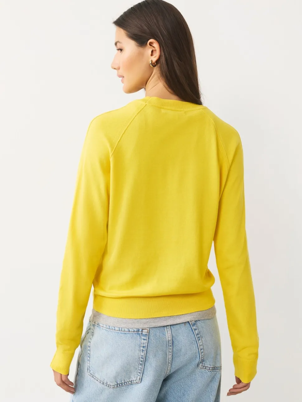 Jaune vif - Pull col rond riche en coton au toucher doux