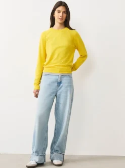 Jaune vif - Pull col rond riche en coton au toucher doux