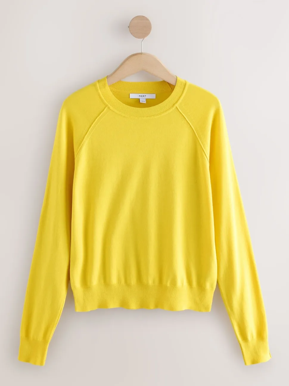 Jaune vif - Pull col rond riche en coton au toucher doux