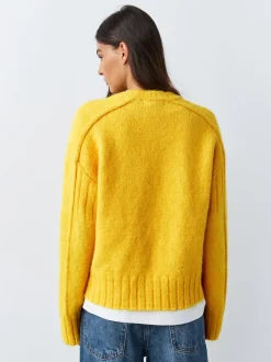 Jaune vif - Pull ras du cou avec laine