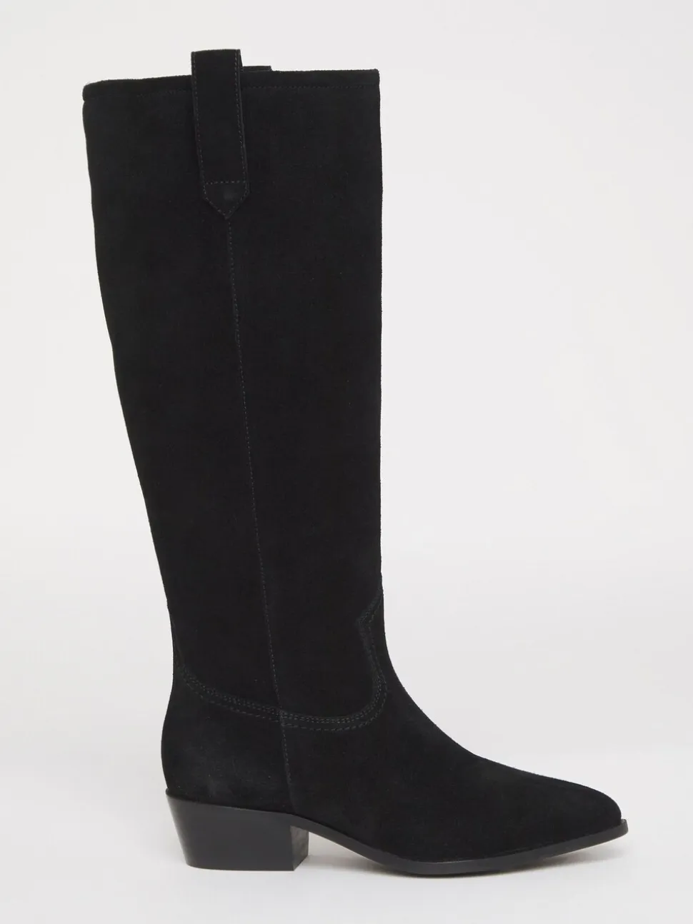 JD Williams Bottes western en daim véritable au genou dans un mollet courbé