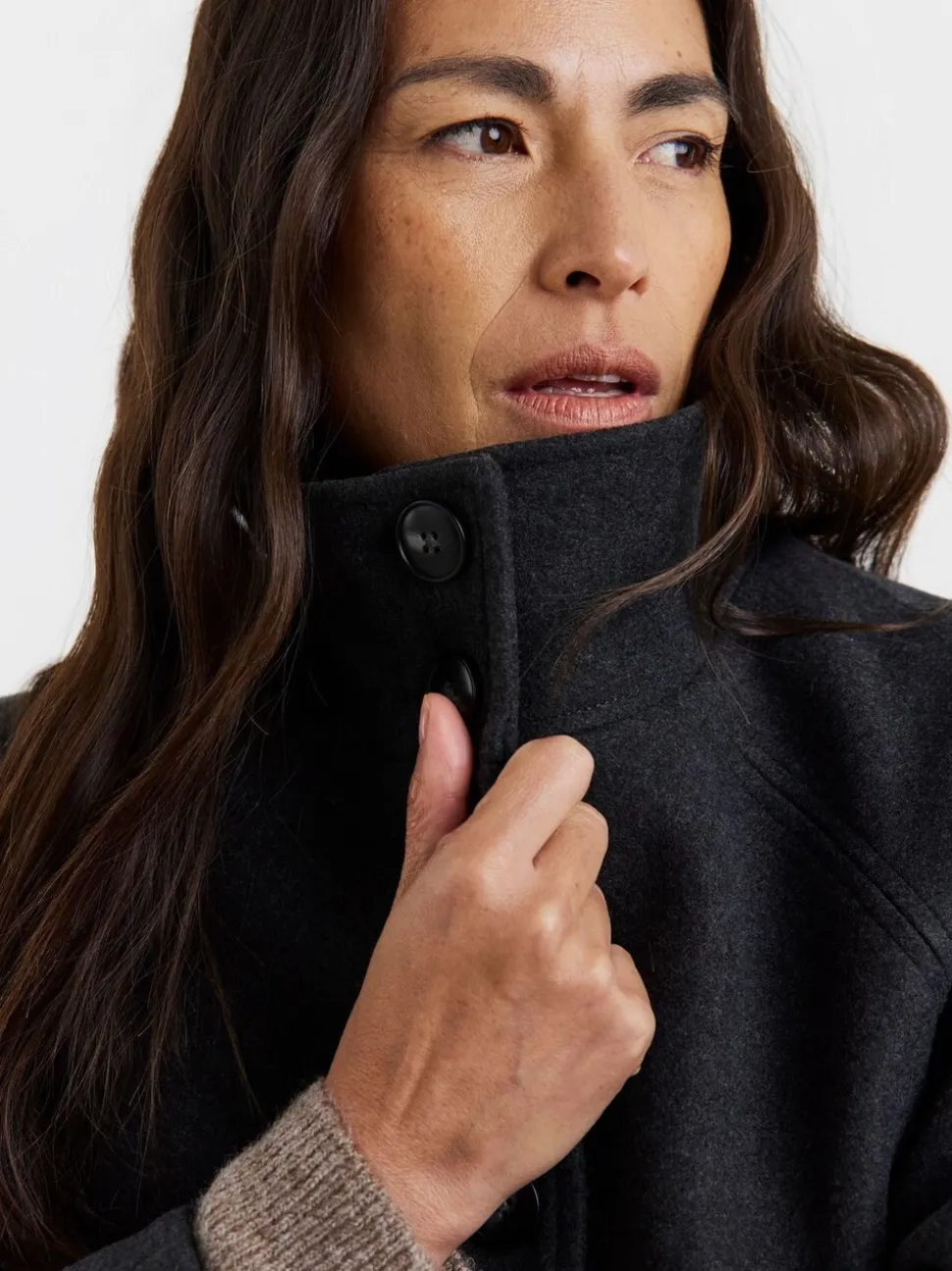 JD Williams Manteau long en laine Blend col cheminée