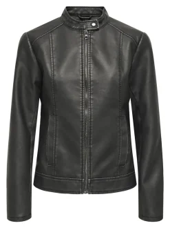 JDY Veste en faux cuir sans col 100% coton