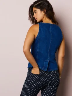 Jean bleu moyen - Gilet boutonné cœur