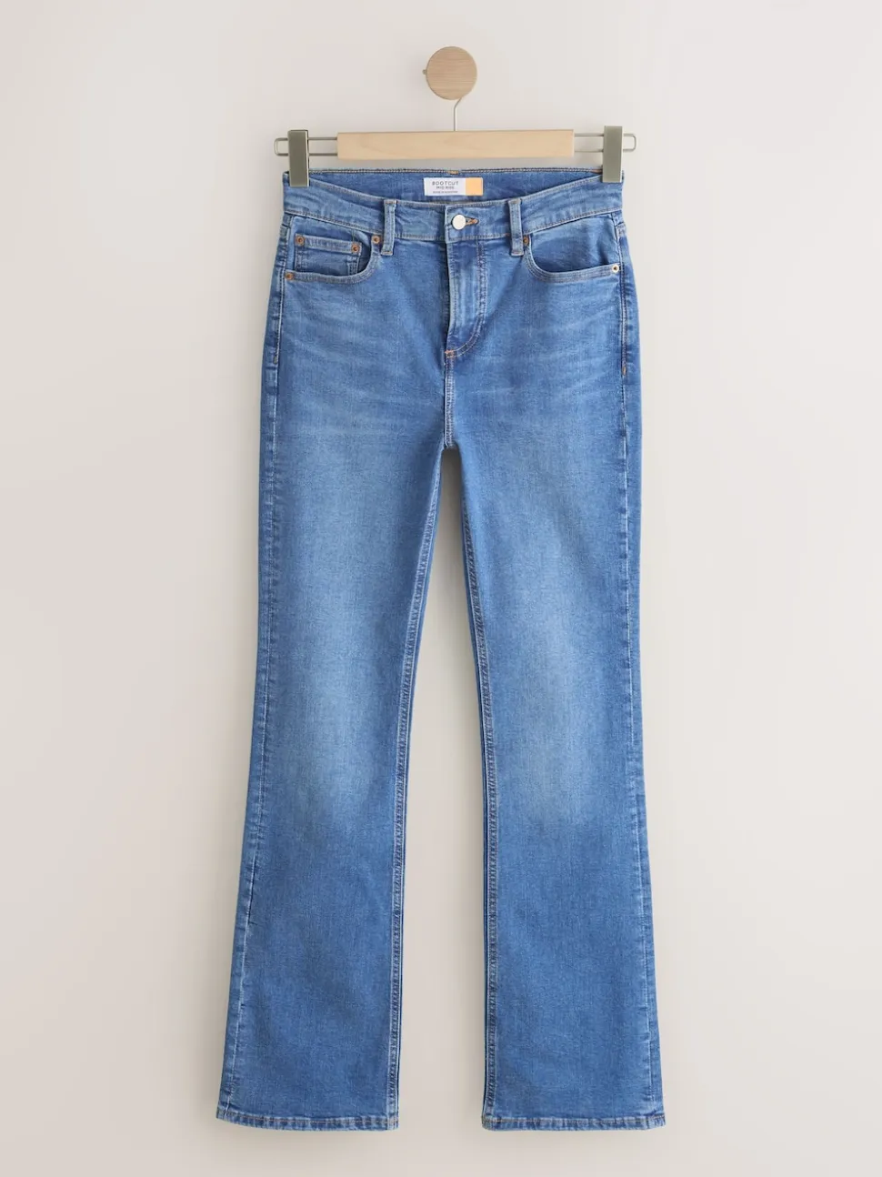 Jean bleu moyen - Jean bootcut Extensible taille Milieu