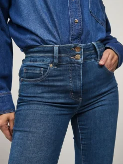 Jean bleu moyen - Jean slim boot cut réhaussant
