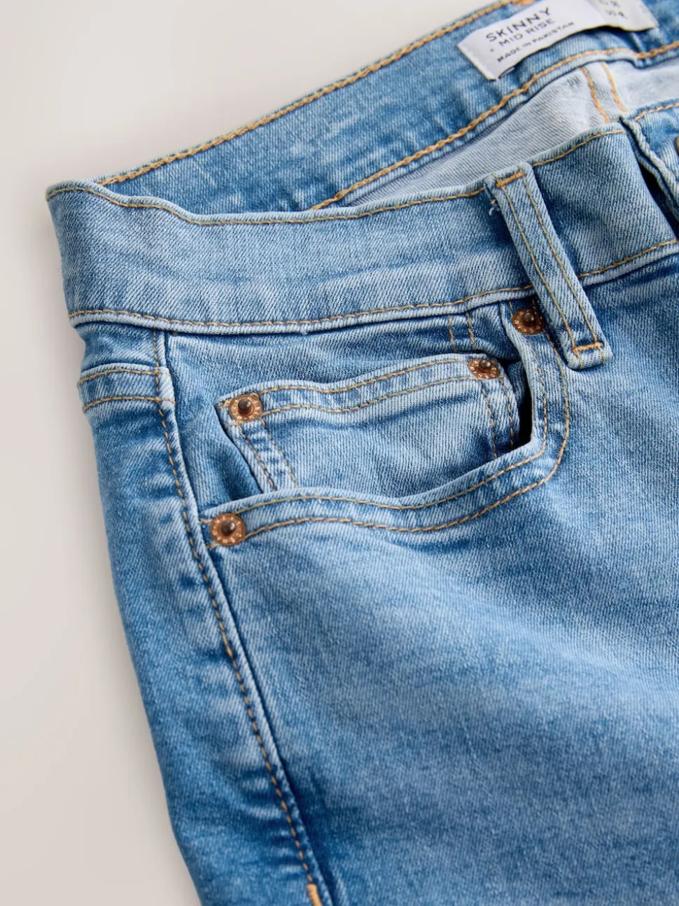 Jean bleu moyen - Jeans skinny extensible taille milieu