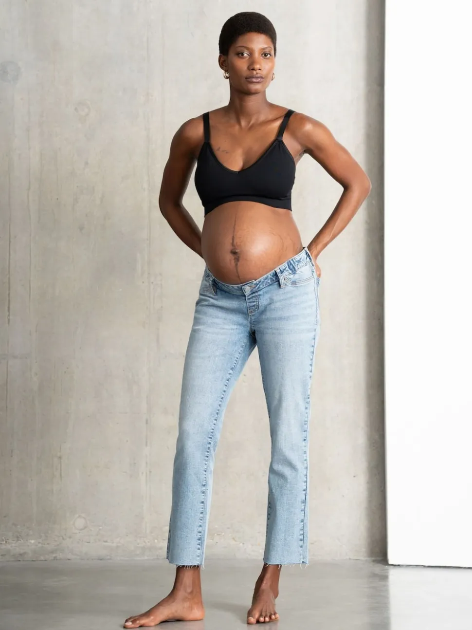 Jean de Grossesse Seraphine Underbump Coupe ajustée en tissu bio haut de gamme