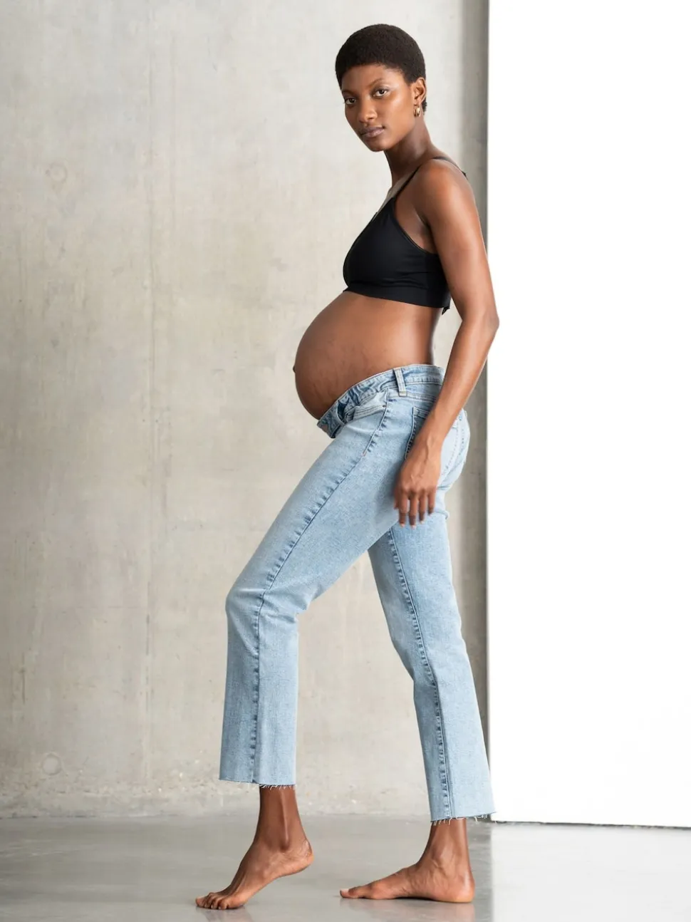Jean de Grossesse Seraphine Underbump Coupe ajustée en tissu bio haut de gamme