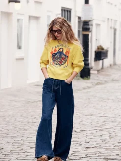 Jean délavé - Jean à jambes larges et taille Joggings