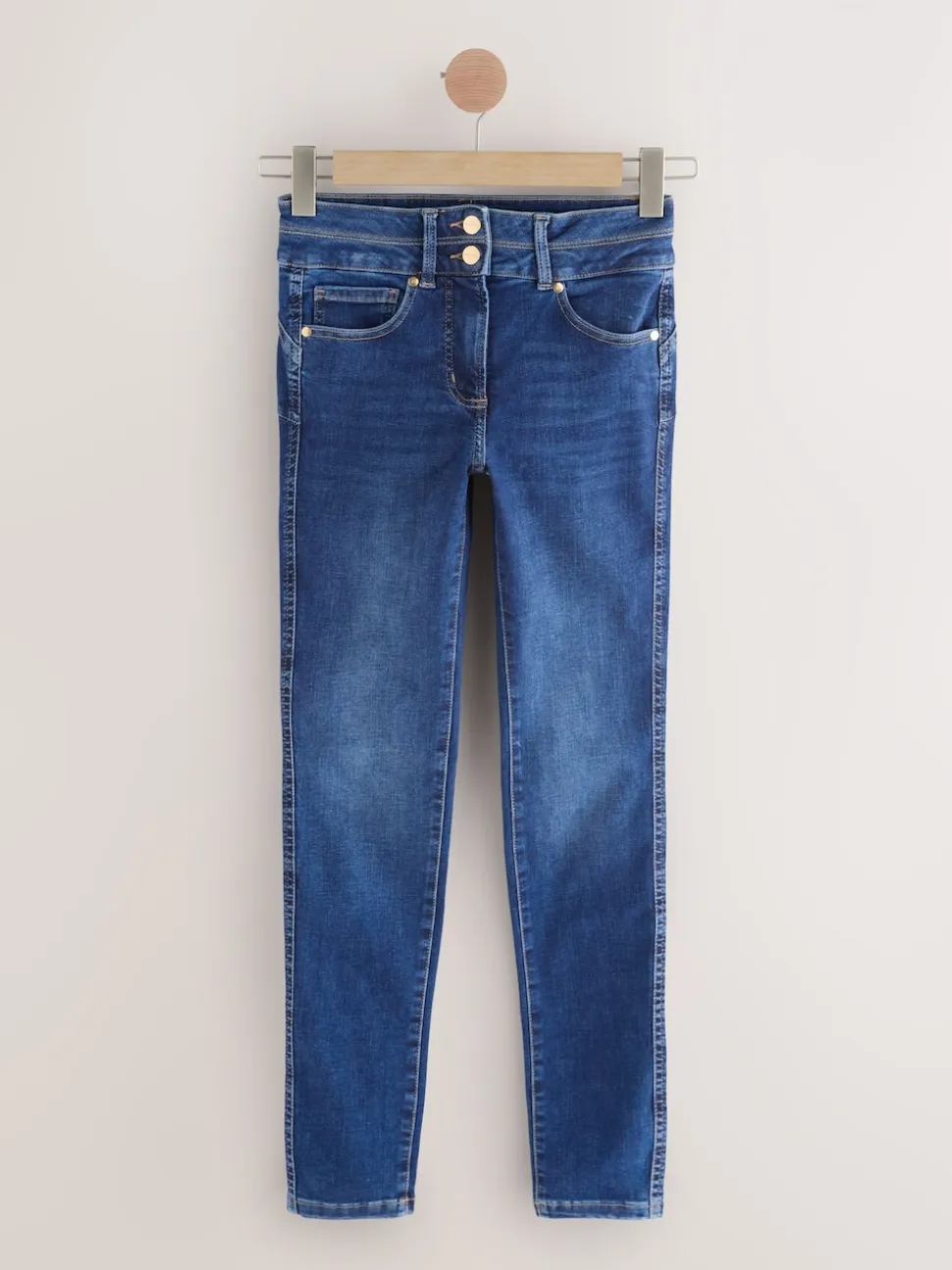 Jean délavé bleu moyen - Jean skinny coupe slim à effet rehausseur