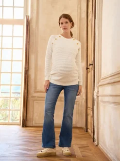 Jean évasé Seraphine Premium en tissu bio de Grossesse overbump