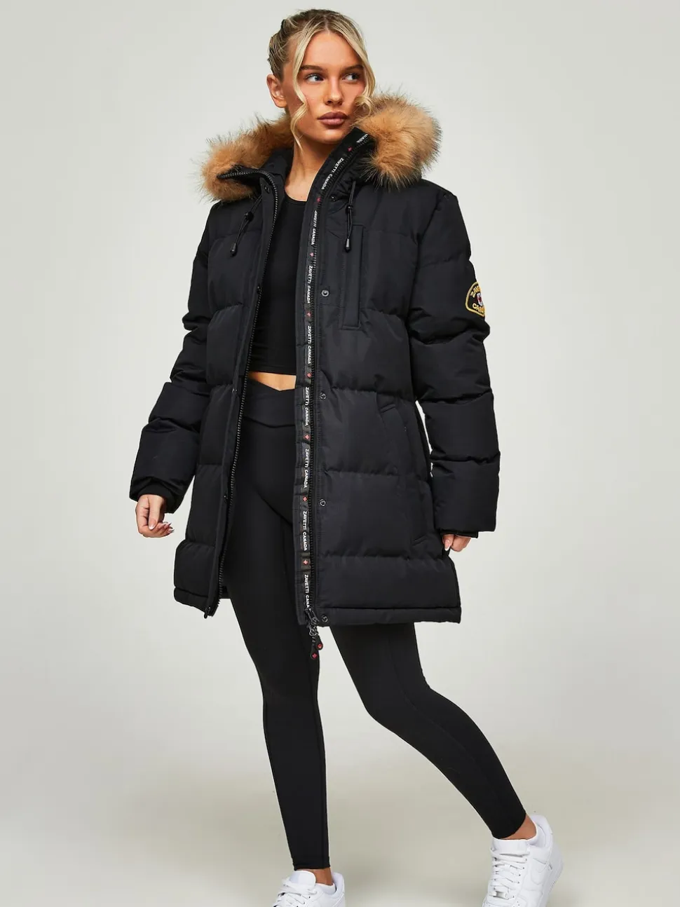 Jet Black - Zavetti Canada Womens Goshawa Puffer Parka Veste