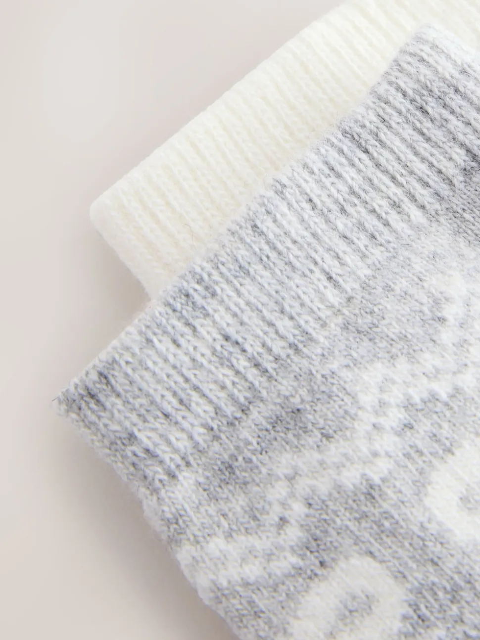 Joli motif Fair Isle gris - Lot 2 paires de chaussettes en laine Mélange