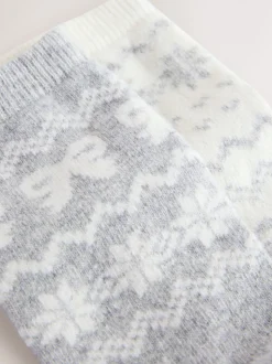 Joli motif Fair Isle gris - Lot 2 paires de chaussettes en laine Mélange
