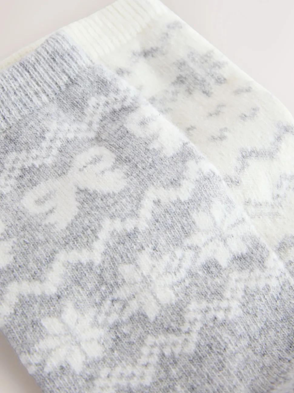 Joli motif Fair Isle gris - Lot 2 paires de chaussettes en laine Mélange
