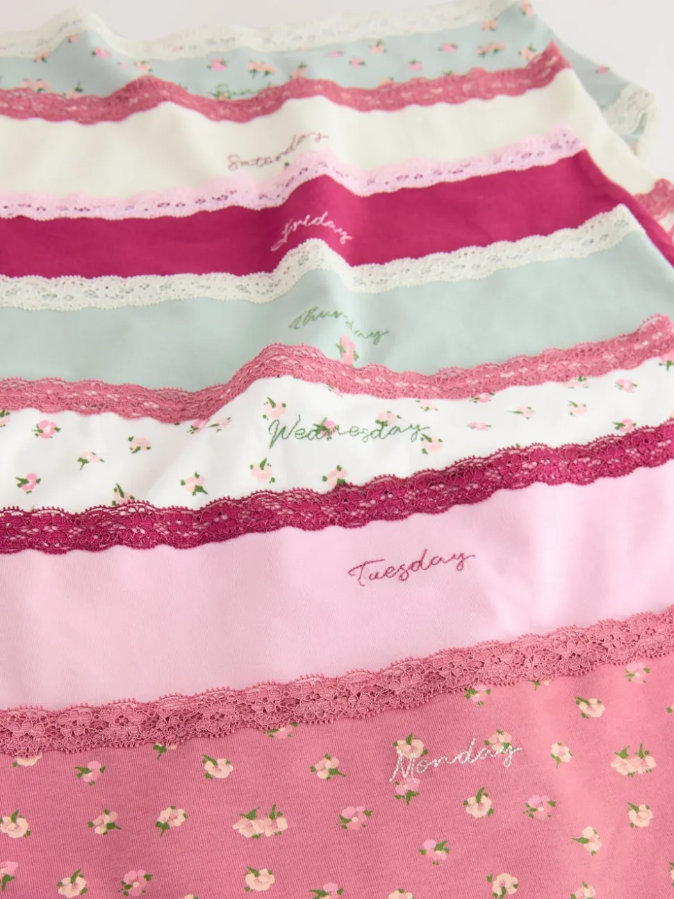Jours de la semaine - Culotte en coton et dentelle 7 Pack