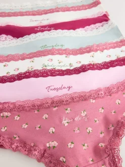 Jours de la semaine - Culotte en coton et dentelle 7 Pack
