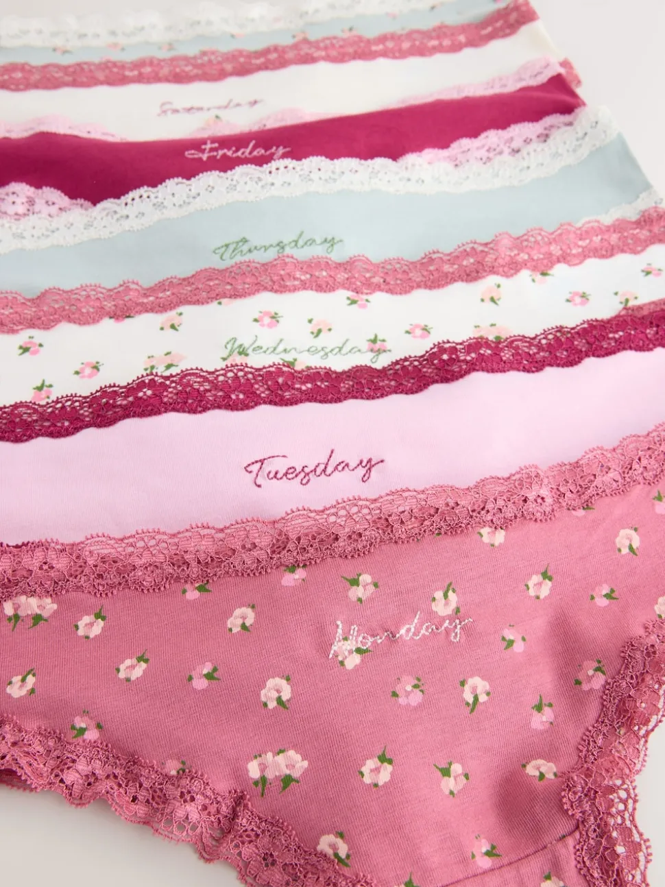 Jours de la semaine - Culotte en coton et dentelle 7 Pack