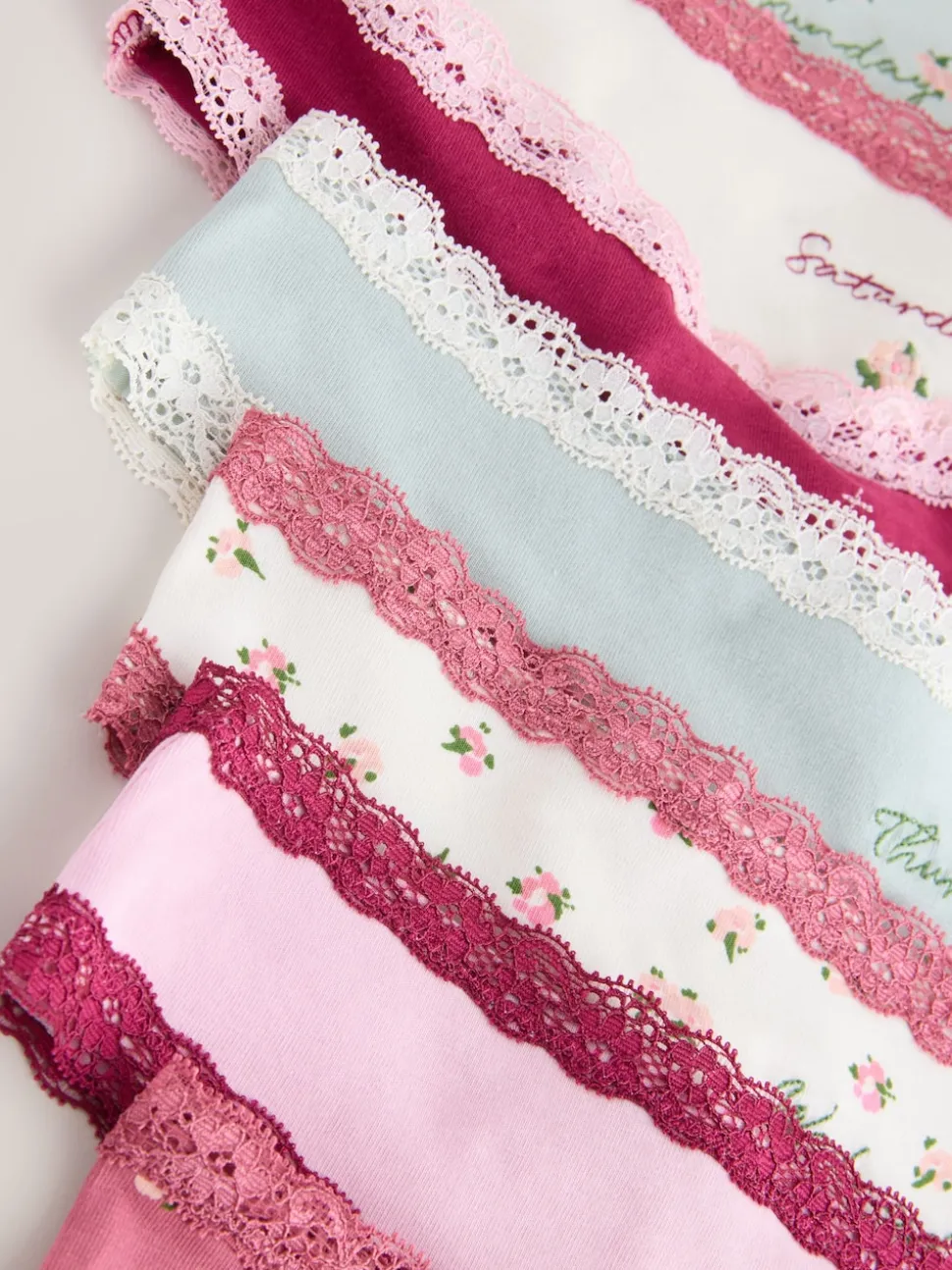 Jours de la semaine - Culotte en coton et dentelle 7 Pack