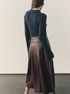 Jupe Kilt mi-longue Nodinary en similicuir