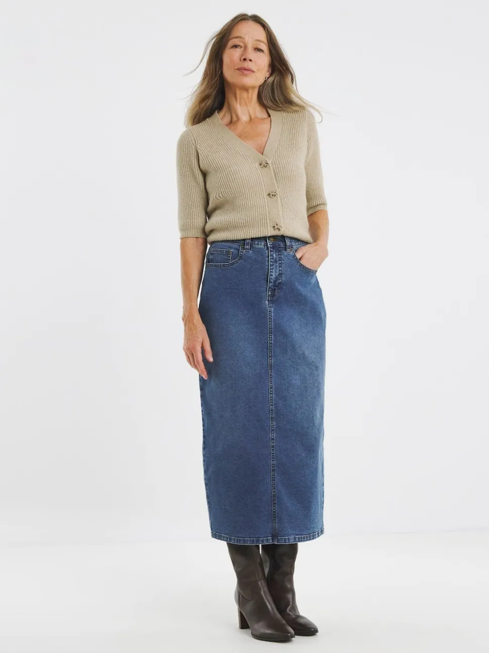 Jupe longue JD Williams Mid Wash 24/7 en jean