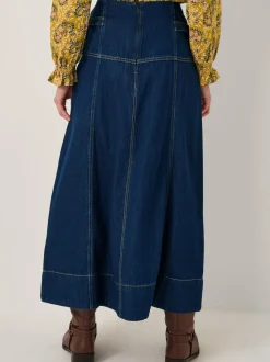 Jupe mi-longue Monsoon Brooke en Denim à coutures