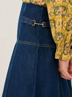 Jupe mi-longue Monsoon Brooke en Denim à coutures