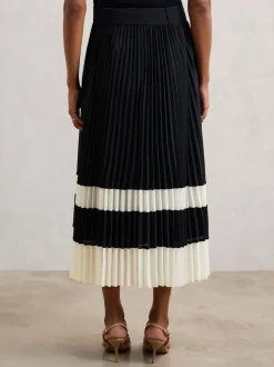 Jupe mi-longue plissée ceinturée Reiss Goldie