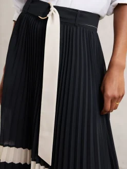 Jupe mi-longue plissée ceinturée Reiss Goldie