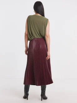 Jupe mi-longue plissée JD Williams en PU
