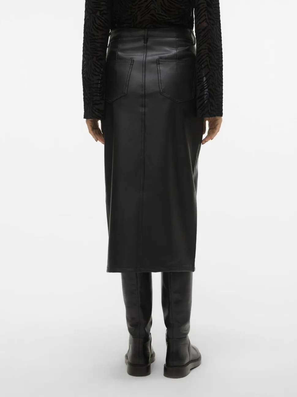 Jupe mi-longue Vero Moda similicuir