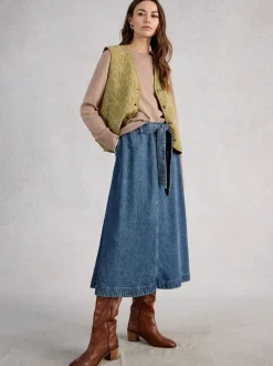 Jupe mi-longue White Stuff Lexi en Denim