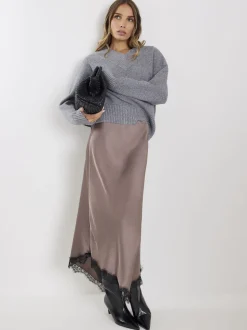 Jupe River Island en satin avec dentelle