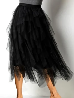 Jupe Roman élastique avec superposition en tulle